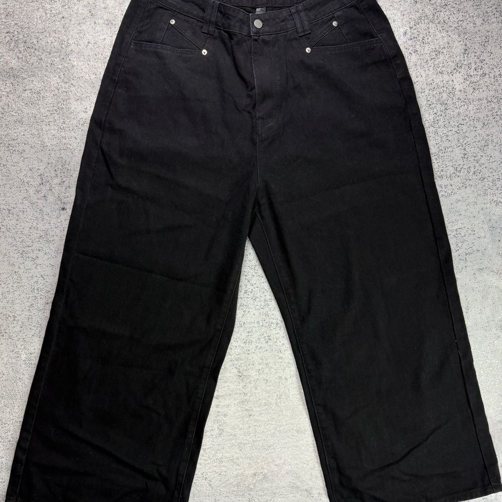 Cider Wide-Leg Black Jeans 1XL | High-Rise Minimalist Denim - Picture 3 of 11